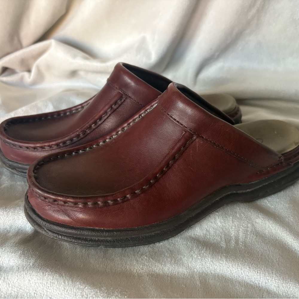 Rockport Brown Leather Mules womens size 8 narrow